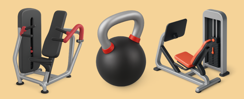 AI-generated workout equipment icons showing consistent design style